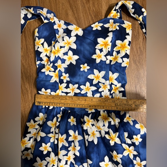 ❌SOLD❌Aloha Moi Hawaiian Dress Size XXL Floral Pattern Blue White Plumeria - Picture 10 of 12